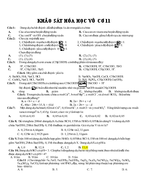 Khảo sát hóa học vô cơ 11